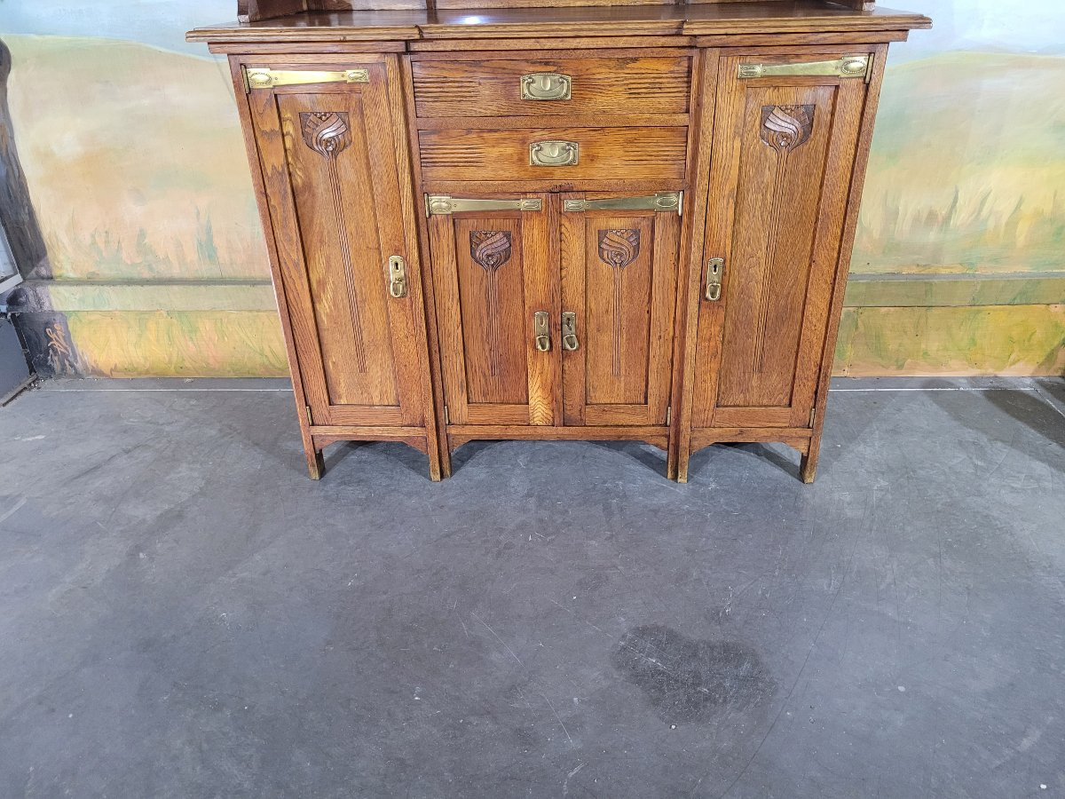 Buffet vitré en chêne époque 1930 art nouveau-photo-2
