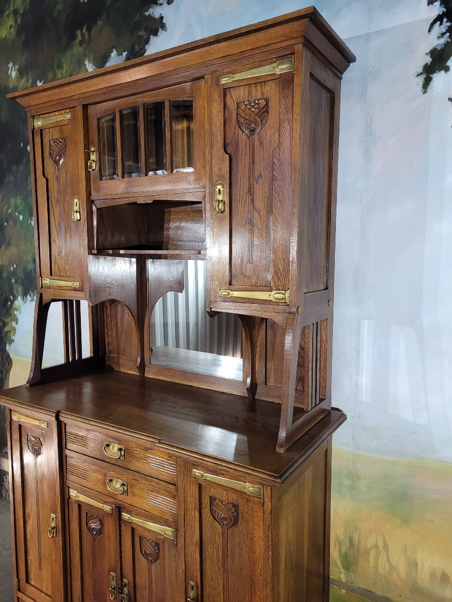Buffet vitré en chêne époque 1930 art nouveau-photo-3