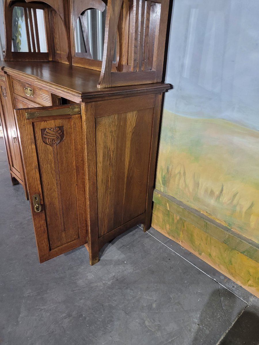 Buffet vitré en chêne époque 1930 art nouveau-photo-4