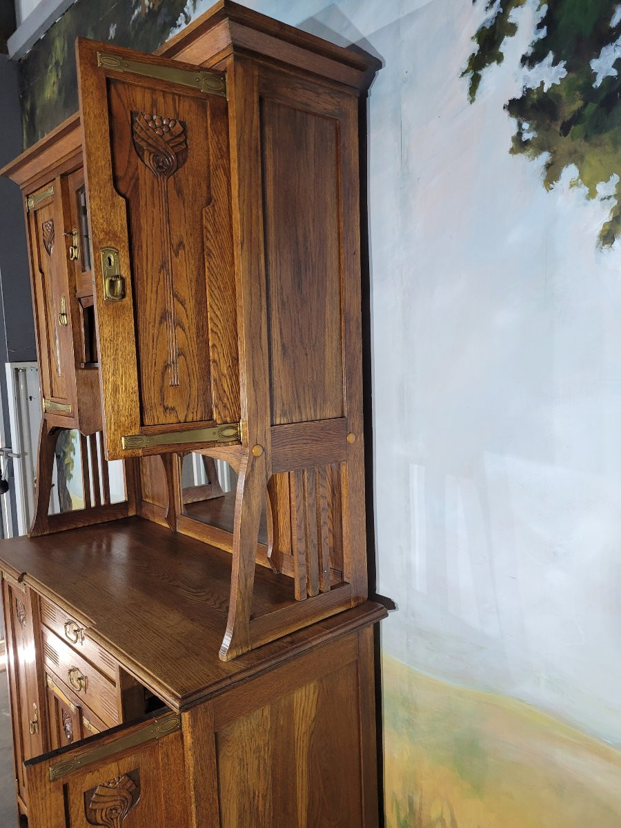 Buffet vitré en chêne époque 1930 art nouveau-photo-1