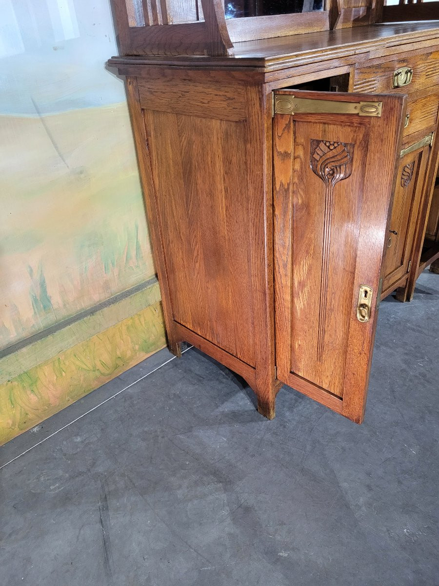 Buffet vitré en chêne époque 1930 art nouveau-photo-2