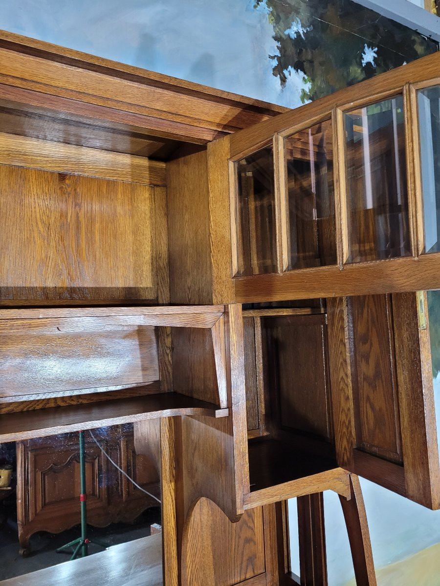 Buffet vitré en chêne époque 1930 art nouveau-photo-6