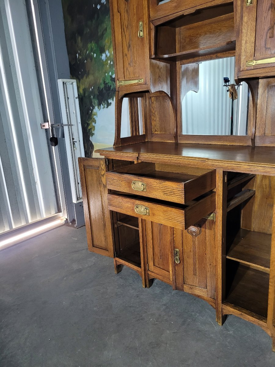 Buffet vitré en chêne époque 1930 art nouveau-photo-8