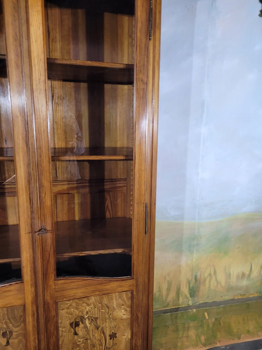 Bibliothèque art nouveau en sapin-photo-6