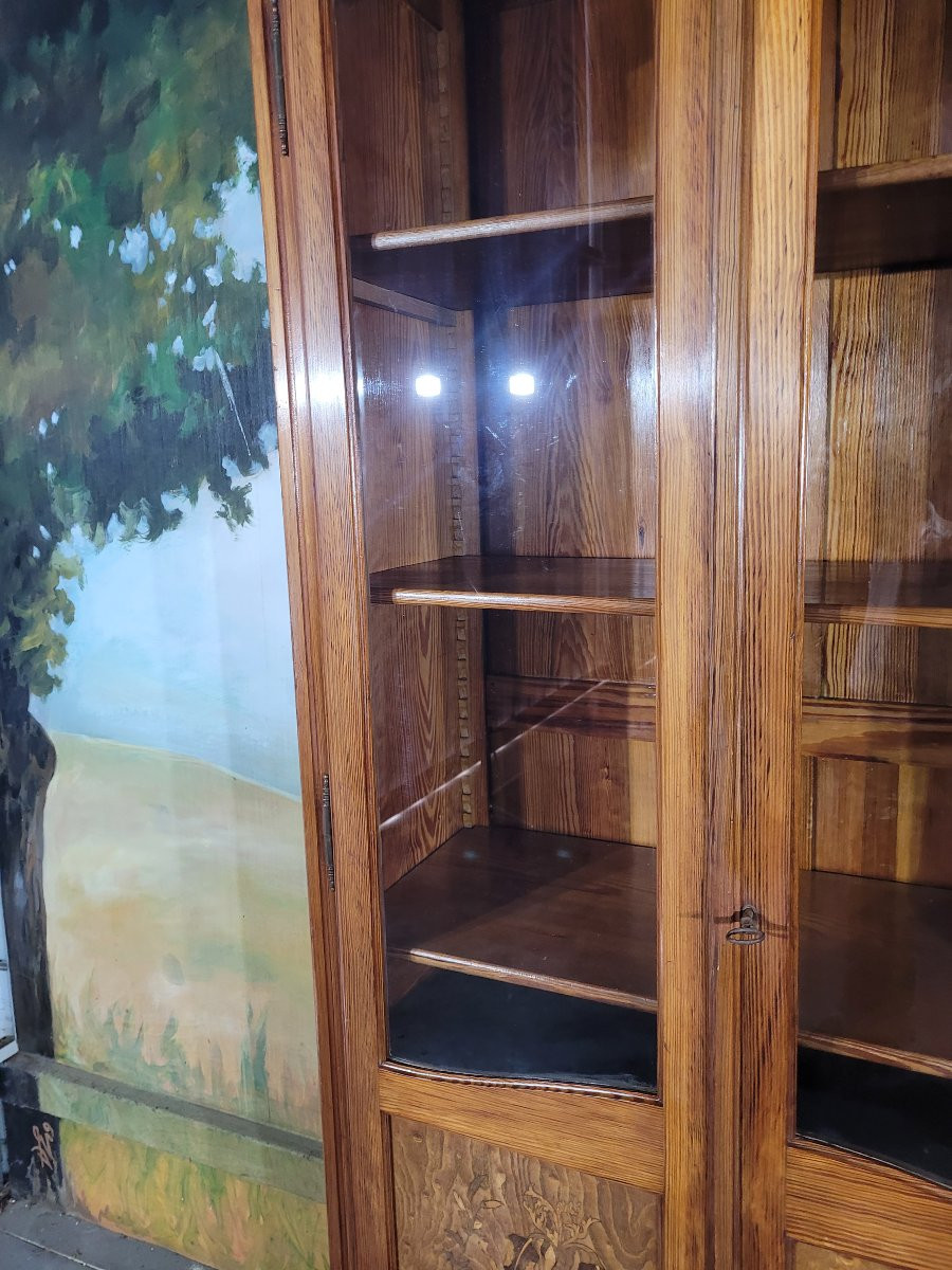 Bibliothèque art nouveau en sapin-photo-7