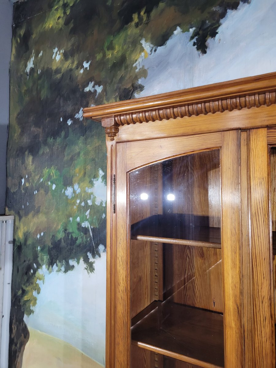 Bibliothèque art nouveau en sapin-photo-8