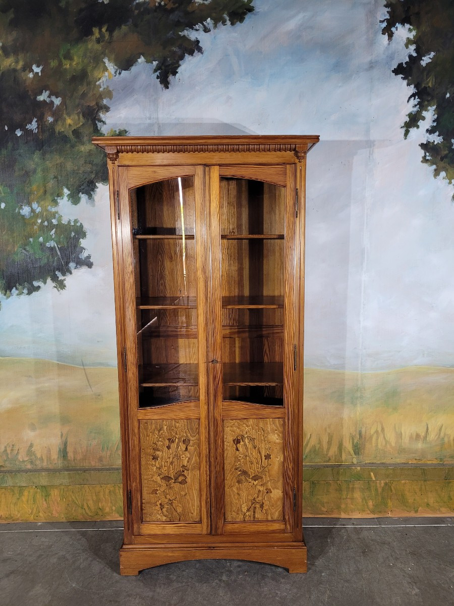 Bibliothèque art nouveau en sapin