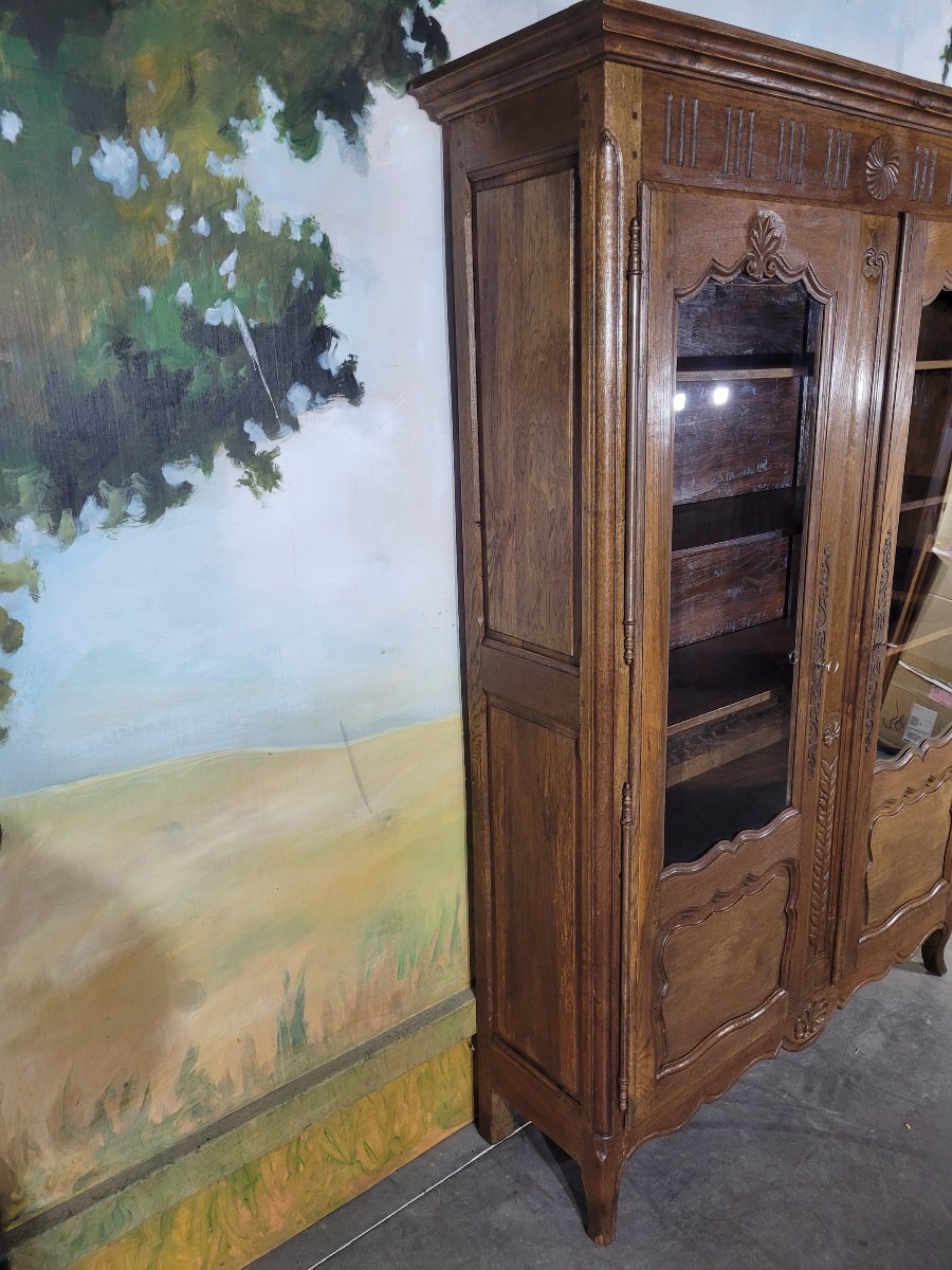 Petite bibliothèque en chêne sculptée-photo-3