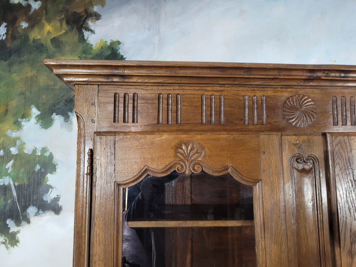 Petite bibliothèque en chêne sculptée-photo-1