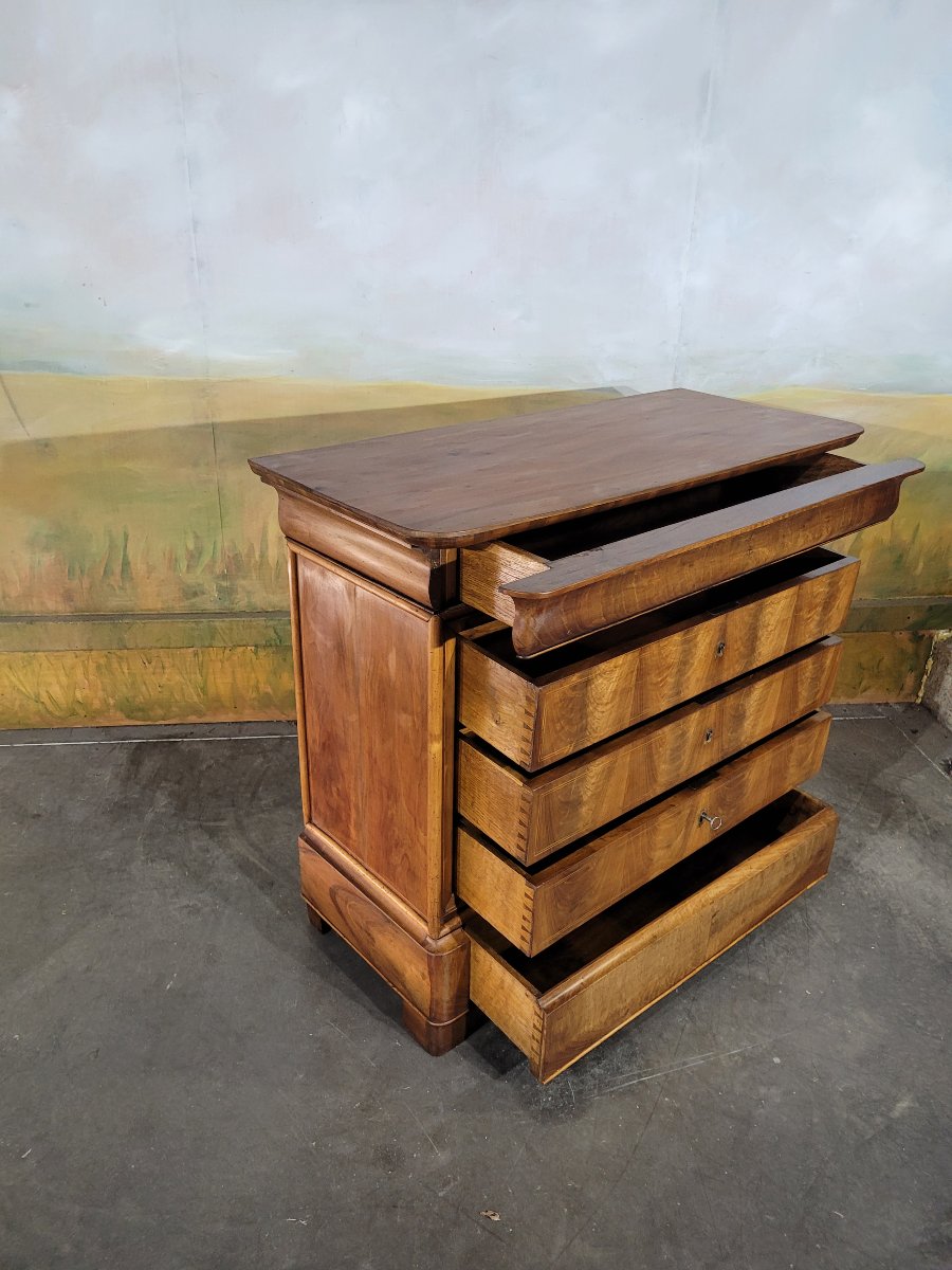 Small Louis Philippe-style Chest Of Drawers In Walnut-photo-4