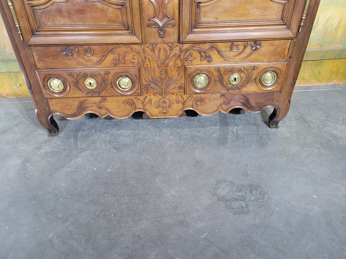 Louis XV Cabinet In Walnut And Oak-photo-2