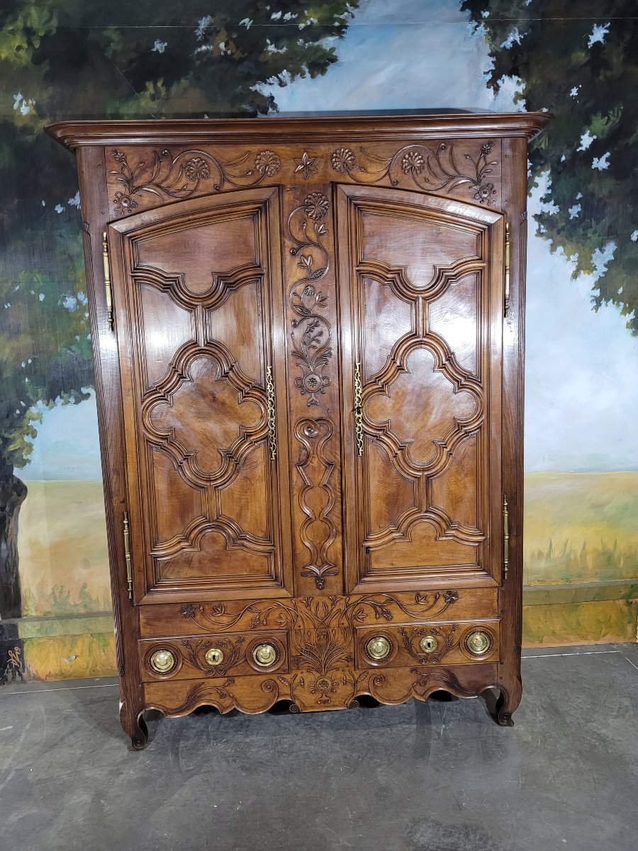 Louis XV Cabinet In Walnut And Oak