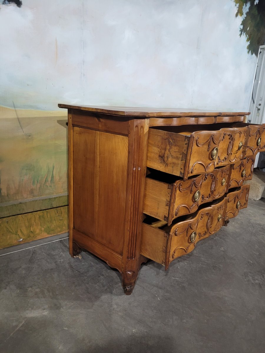 Commode arbalète en merisier massif fin XIX ème -photo-4