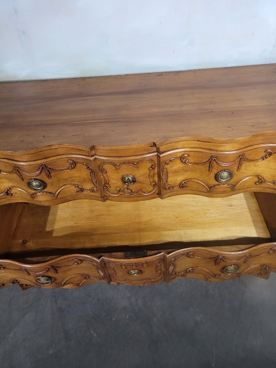 Commode arbalète en merisier massif fin XIX ème -photo-6