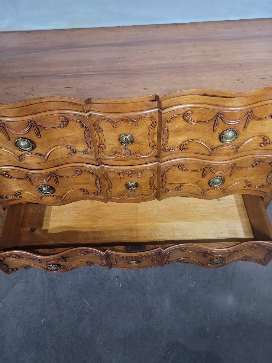 Commode arbalète en merisier massif fin XIX ème -photo-7