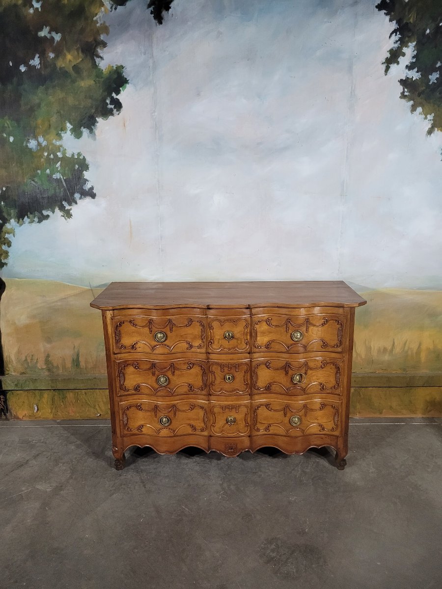 Commode arbalète en merisier massif fin XIX ème 