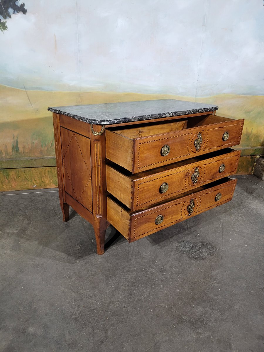 Louis XVI-style Cherry Wood Chest Of Drawers-photo-5
