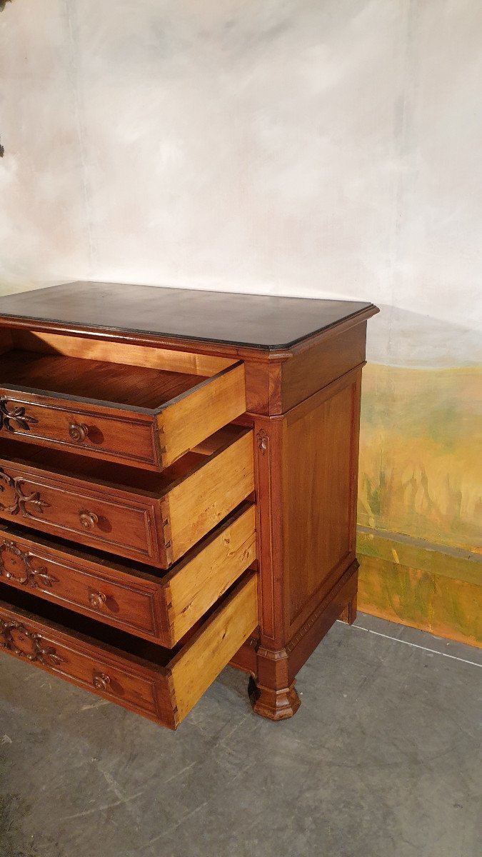 Small Louis Philippe Commode In Solid Walnut-photo-3
