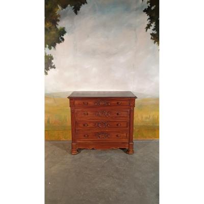 Petite Commode Louis Philippe En Noyer Massif