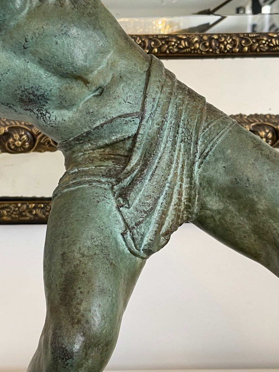 Art Deco Sculpture Athlete With Javelin By Demetre Chiparus 1930 -photo-2