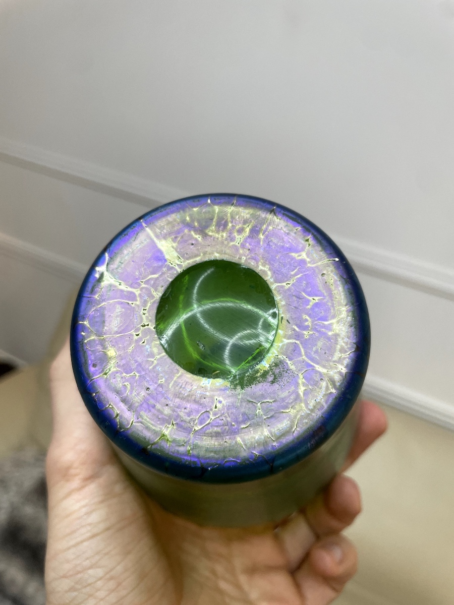 Art Nouveau Iridescent Glass Vase By Loetz Creta, Modernist Butterfly Design-photo-7