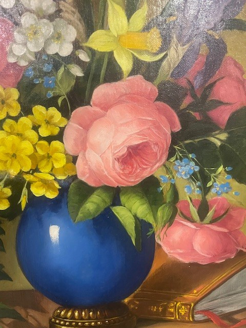 Richard Tanguy (né en 1937) – Nature morte au bouquet et au livre entrouvert-photo-2