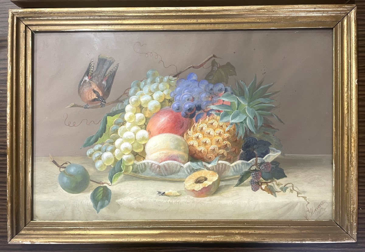 École Française du XIXᵉ siècle, paire de gouaches signées C. Herrone-photo-3