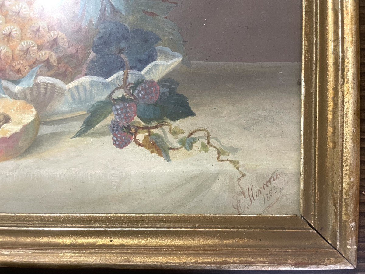 École Française du XIXᵉ siècle, paire de gouaches signées C. Herrone-photo-2