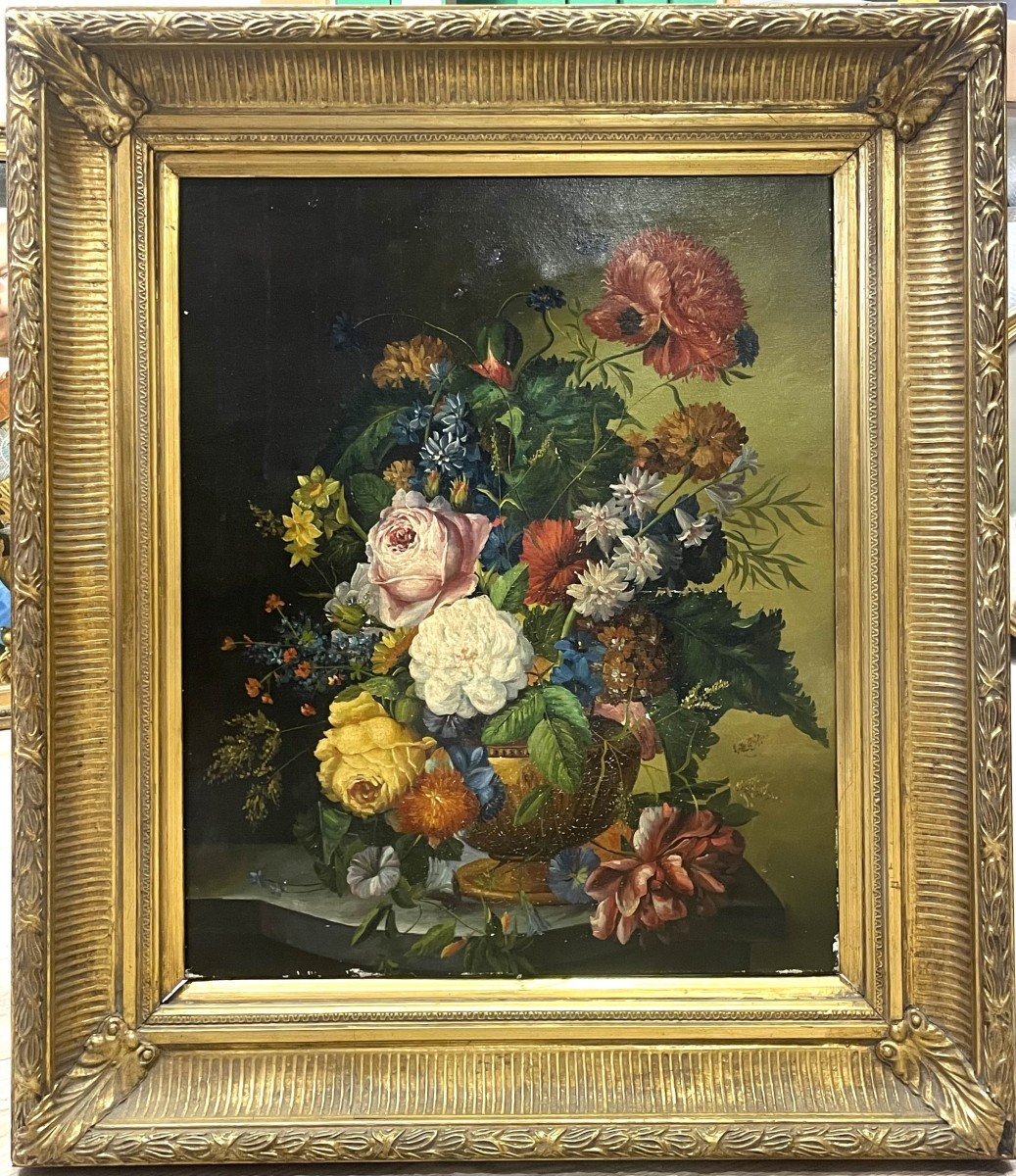 Ecole Anglaise du XIXème siècle,  Bouquet de fleurs, A.Tucker