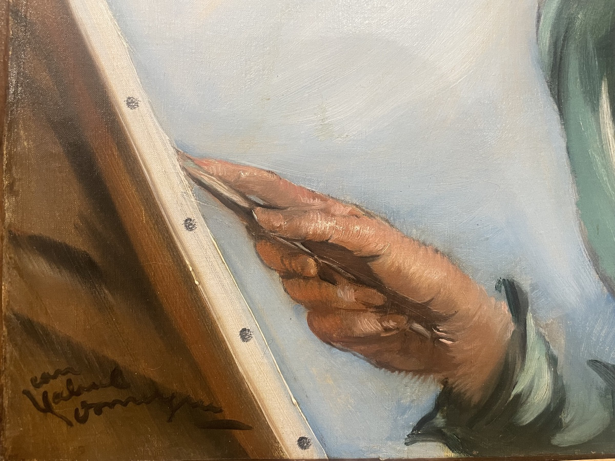 Jean-Gabriel Domergue (1889-1962), Autoportrait vers les années 1920, Huile sur toile-photo-3