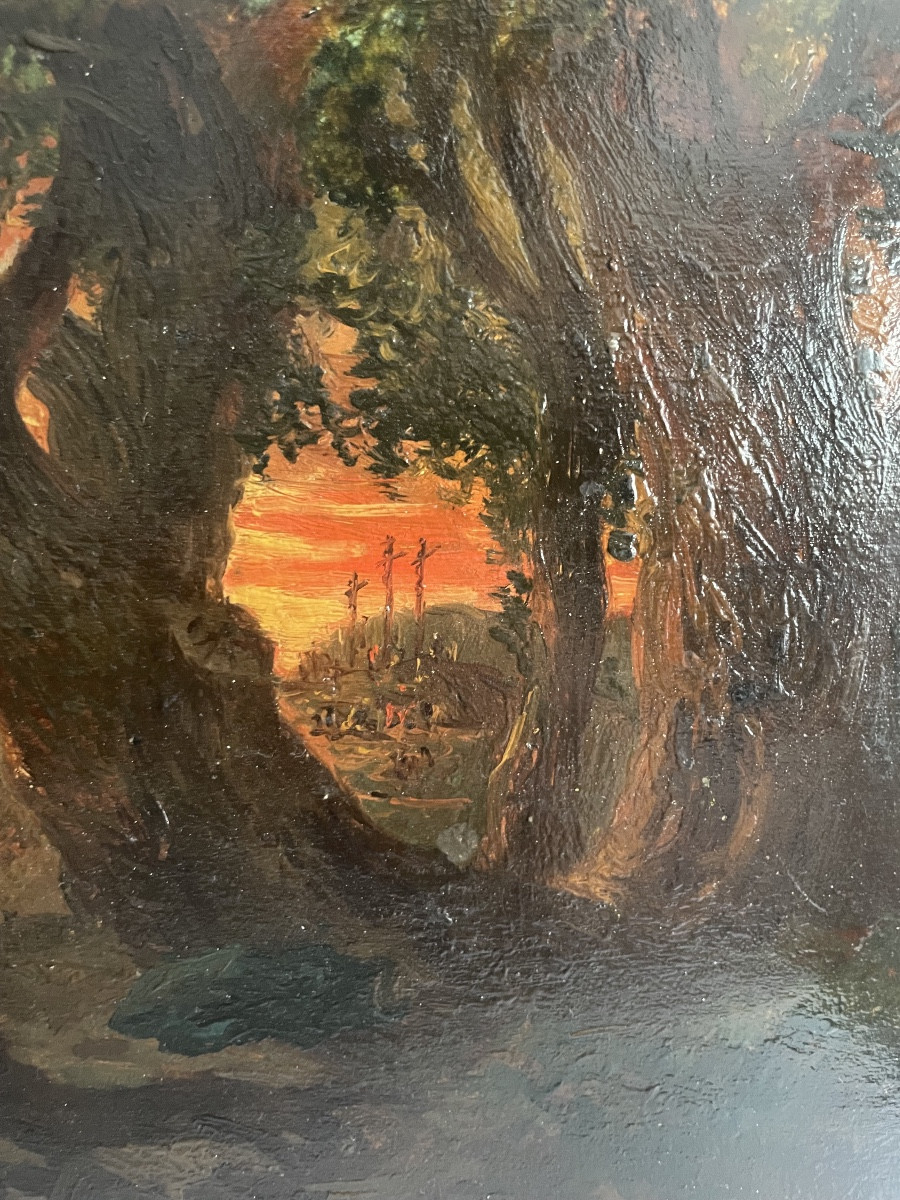 Attribué à Théodore Rousseau (1812–1867) - La Mort de Judas - Huile sur panneau-photo-4