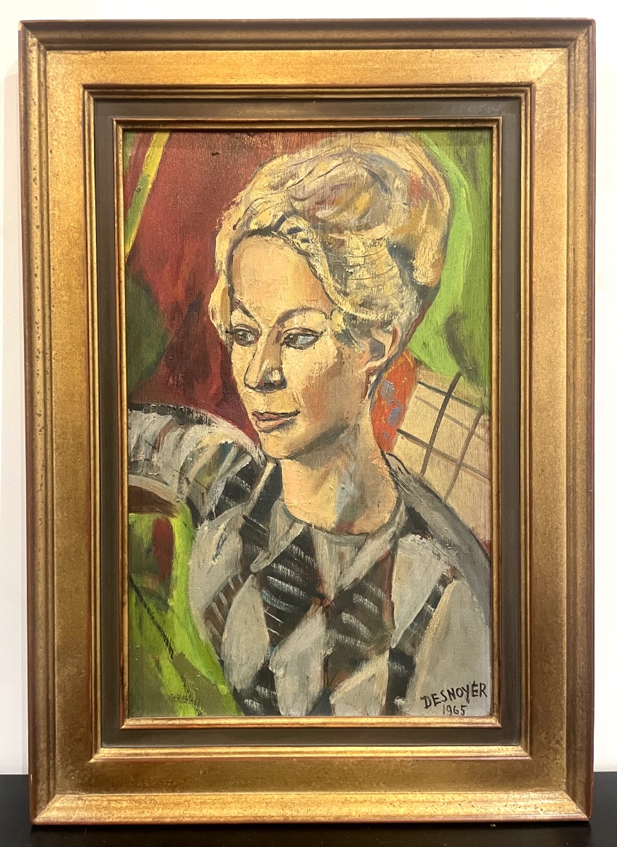François Desnoyer (1894-1972) - Portrait Of Nicole Valentini, 1965 - Oil On Panel. 