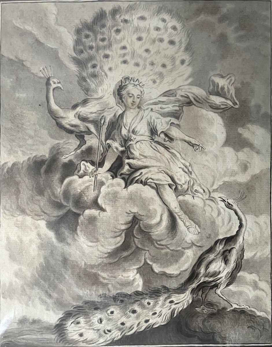 École Française du XVIIIᵉ siècle – Le Paon se plaignant à Junon – Dessin-photo-2