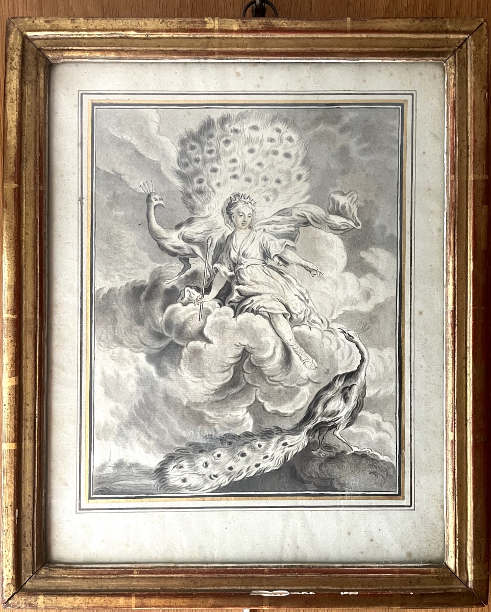 Jean-Baptiste Oudry (d'après) – Le Paon se plaignant à Junon – Dessin-photo-2