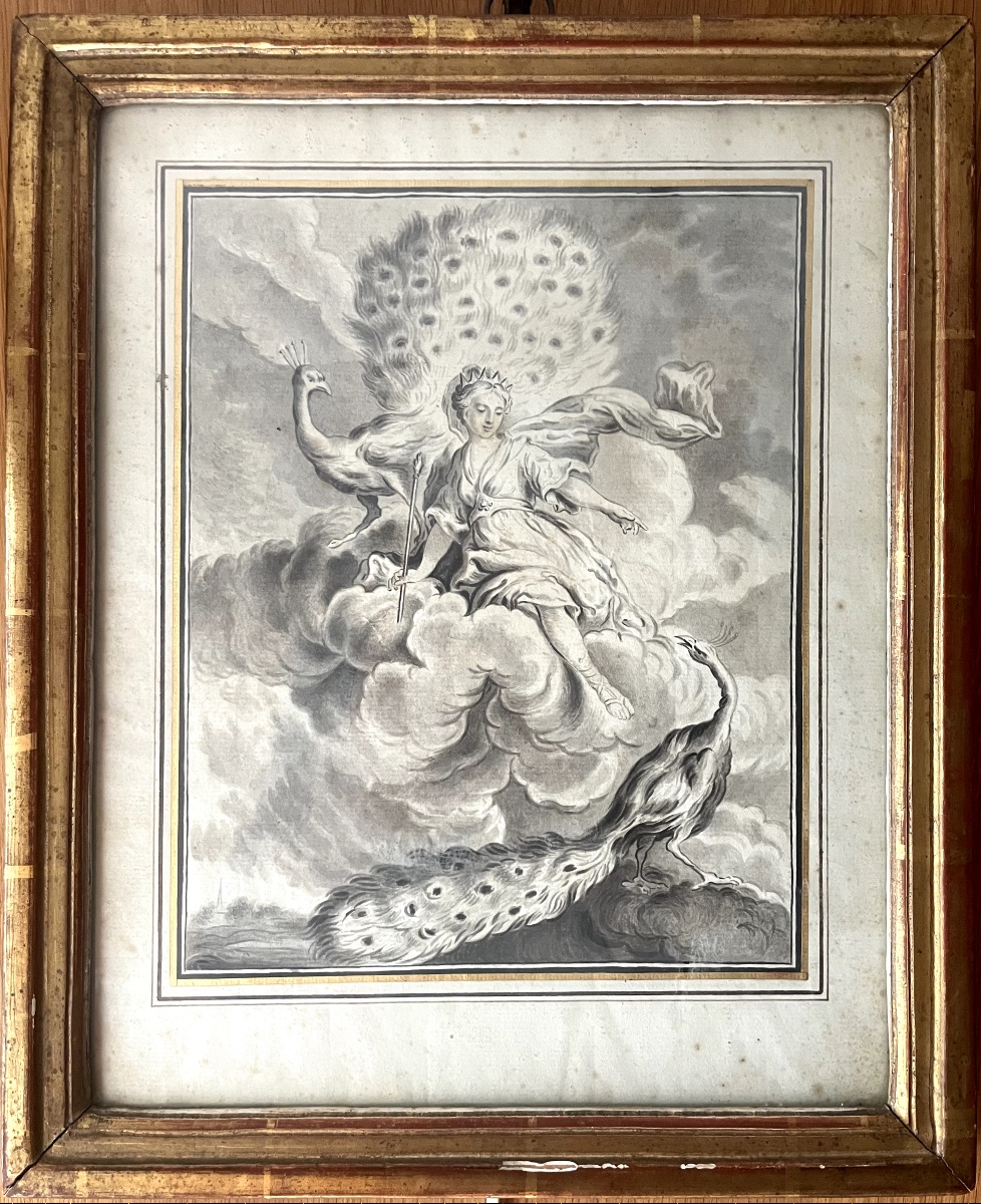 École Française du XVIIIᵉ siècle – Le Paon se plaignant à Junon – Dessin