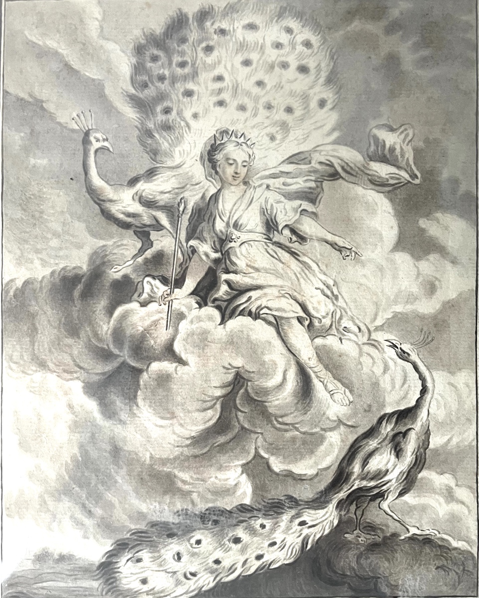 Jean-Baptiste Oudry (d'après) – Le Paon se plaignant à Junon – Dessin