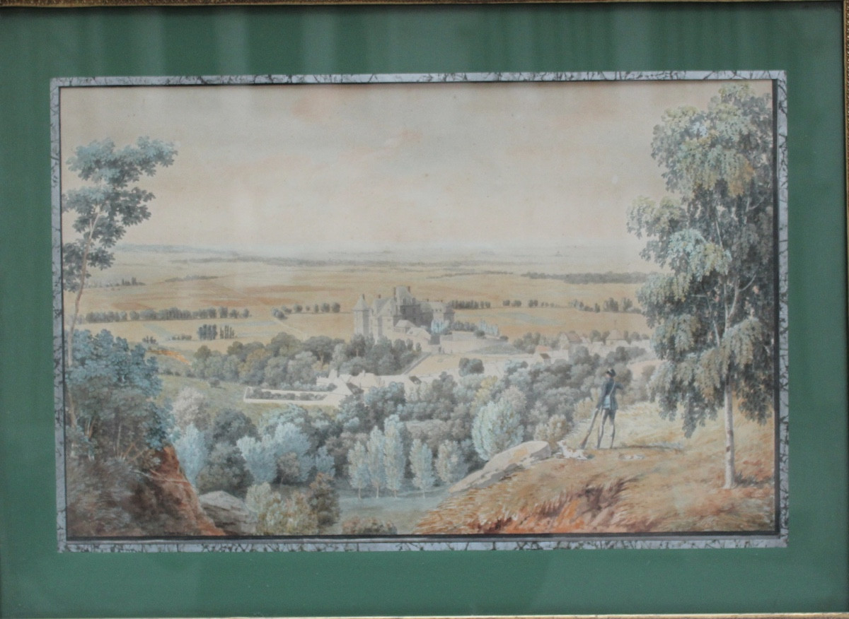 Jean Lubin Vauzelle (1776-1839) – Vue du château de Roucy (Aisne) – Aquarelle-photo-2