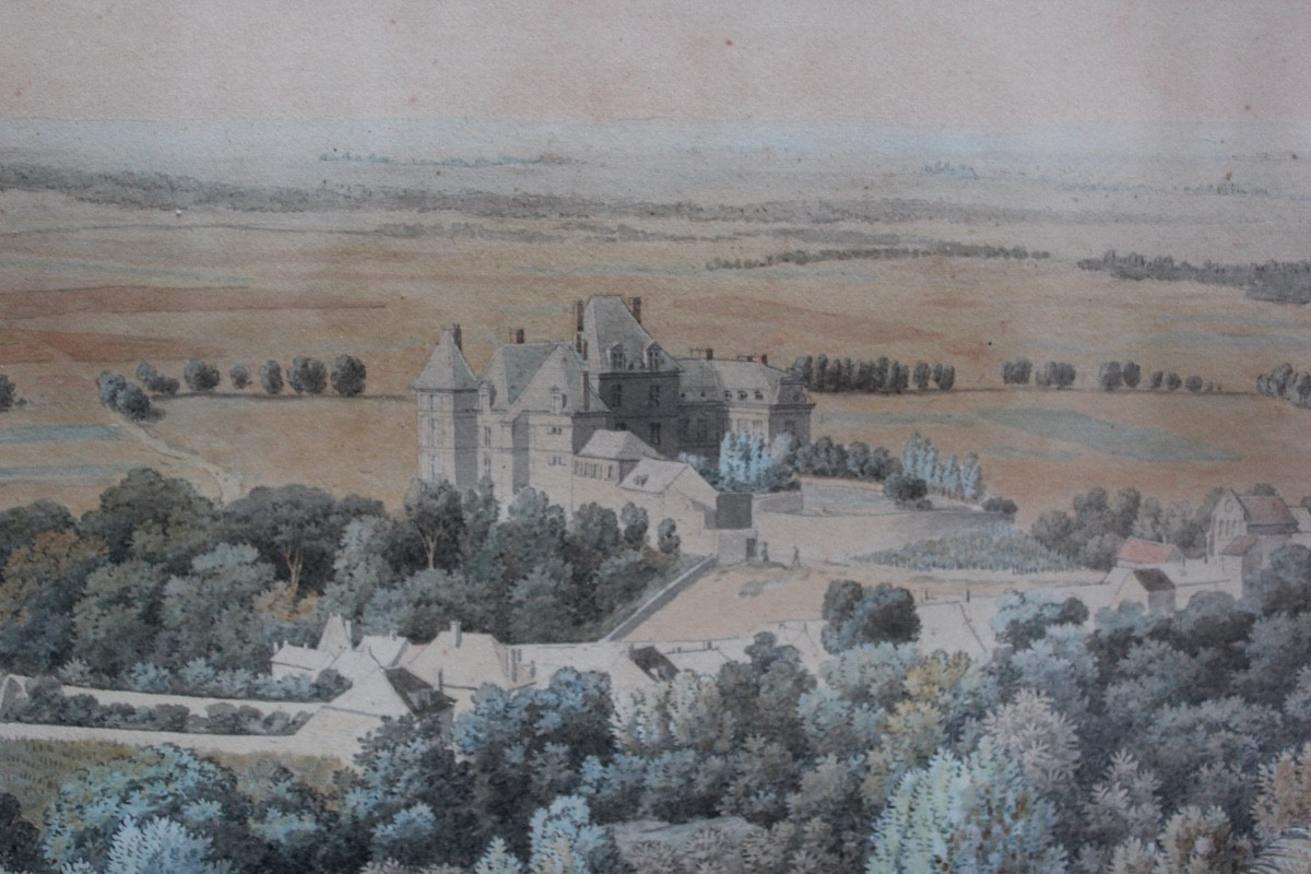 Jean Lubin Vauzelle (1776-1839) – Vue du château de Roucy (Aisne) – Aquarelle-photo-3