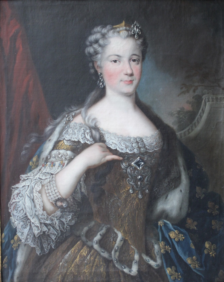 Carle Van Loo's Studio – Portrait Of Marie Leszczyńska – Oil On Canvas-photo-2