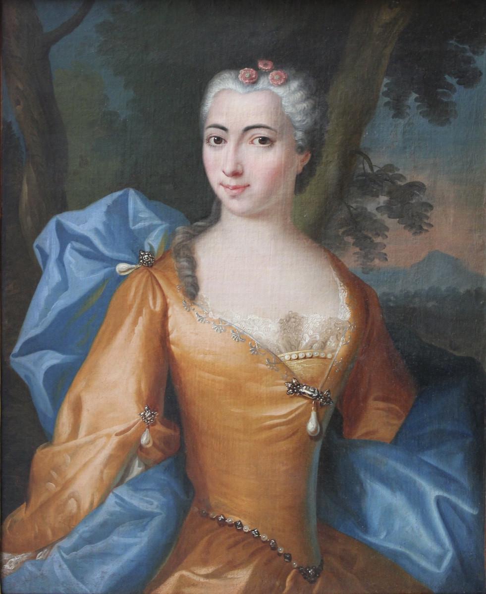 French School, 18th Century – Portrait Of A Lady From Lorraine – Oil On Canvas-photo-2