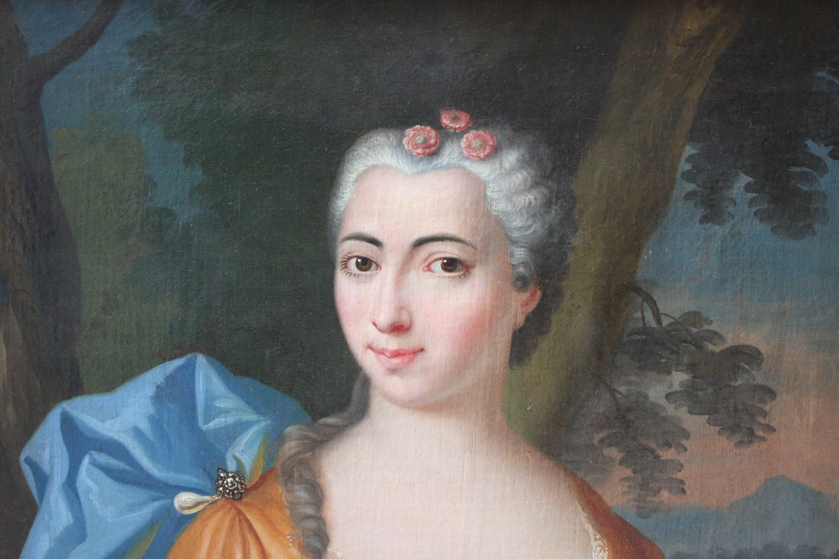 French School, 18th Century – Portrait Of A Lady From Lorraine – Oil On Canvas-photo-3
