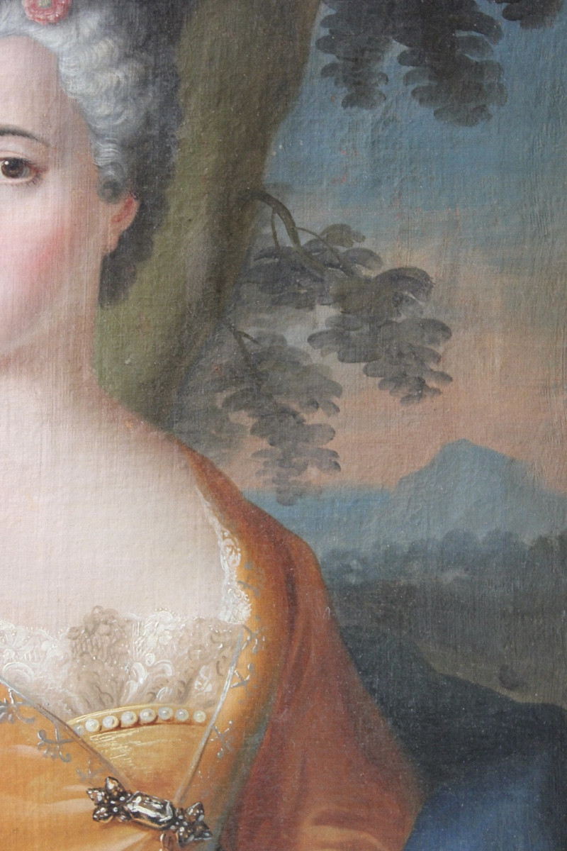 French School, 18th Century – Portrait Of A Lady From Lorraine – Oil On Canvas-photo-3