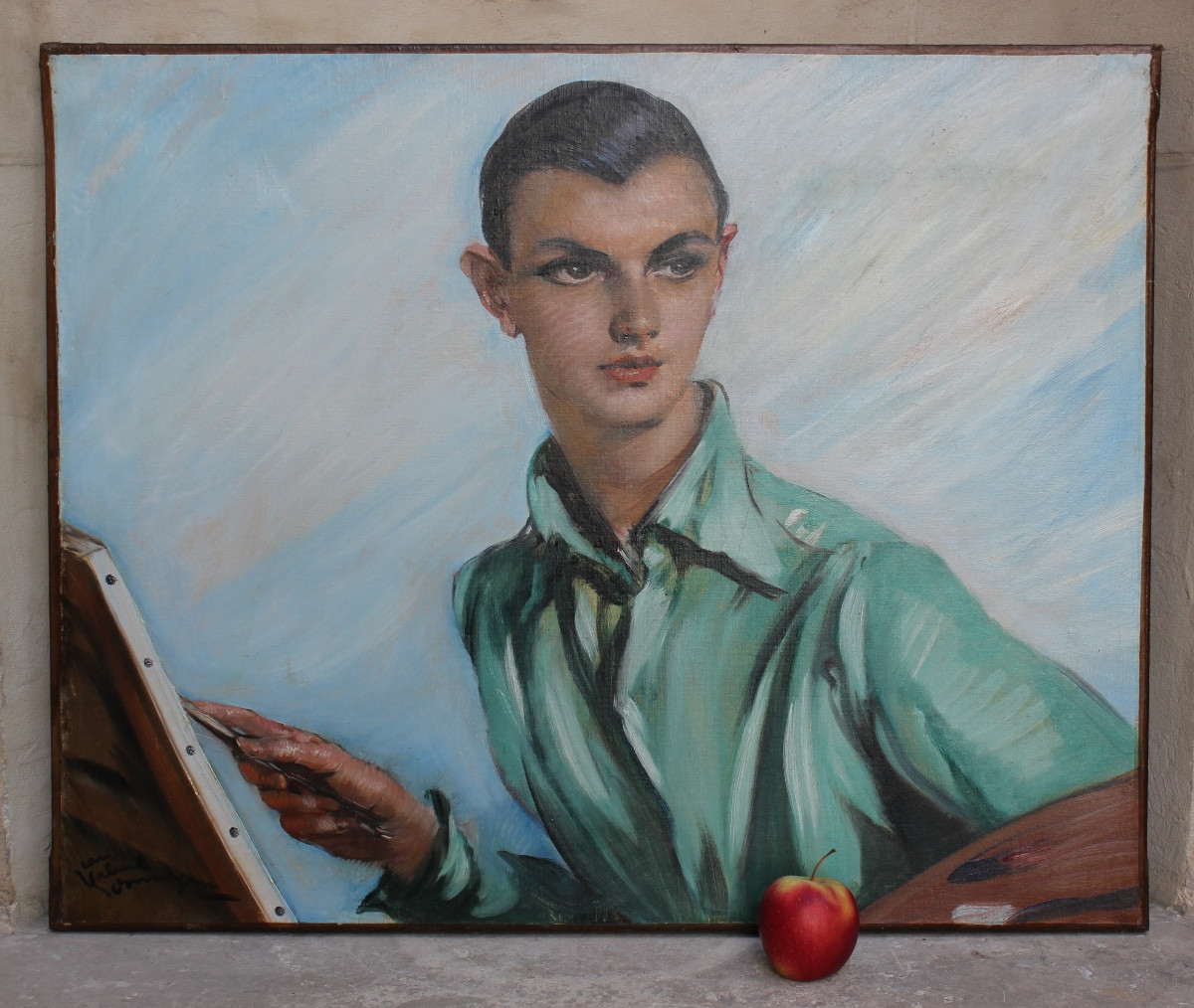 Jean-gabriel Domergue - Self-portrait - Oil On Canvas-photo-2