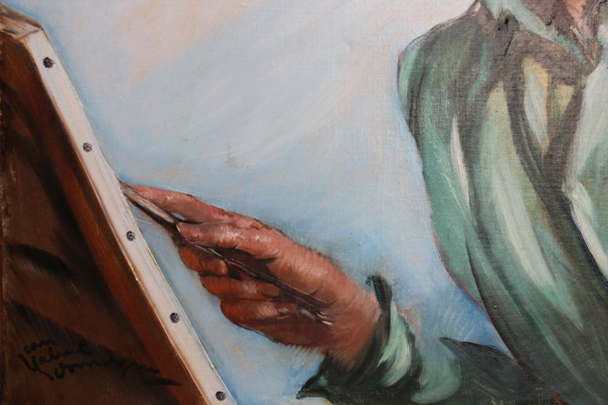 Jean-gabriel Domergue - Self-portrait - Oil On Canvas-photo-4