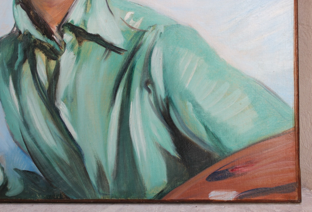 Jean-gabriel Domergue - Self-portrait - Oil On Canvas-photo-1
