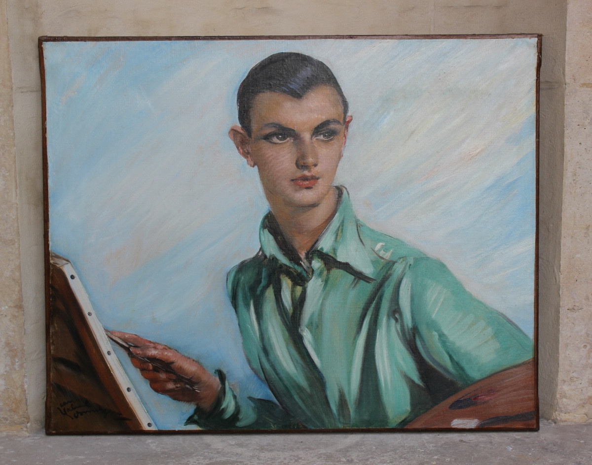Jean-gabriel Domergue - Self-portrait - Oil On Canvas