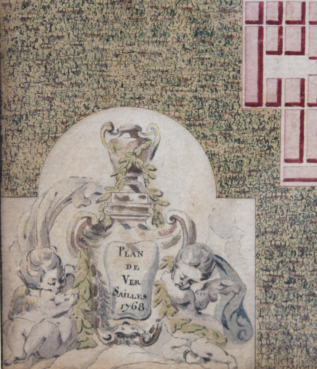 French School, 18th Century – Plan Of Versailles, 1768 – Ink And Watercolor-photo-3