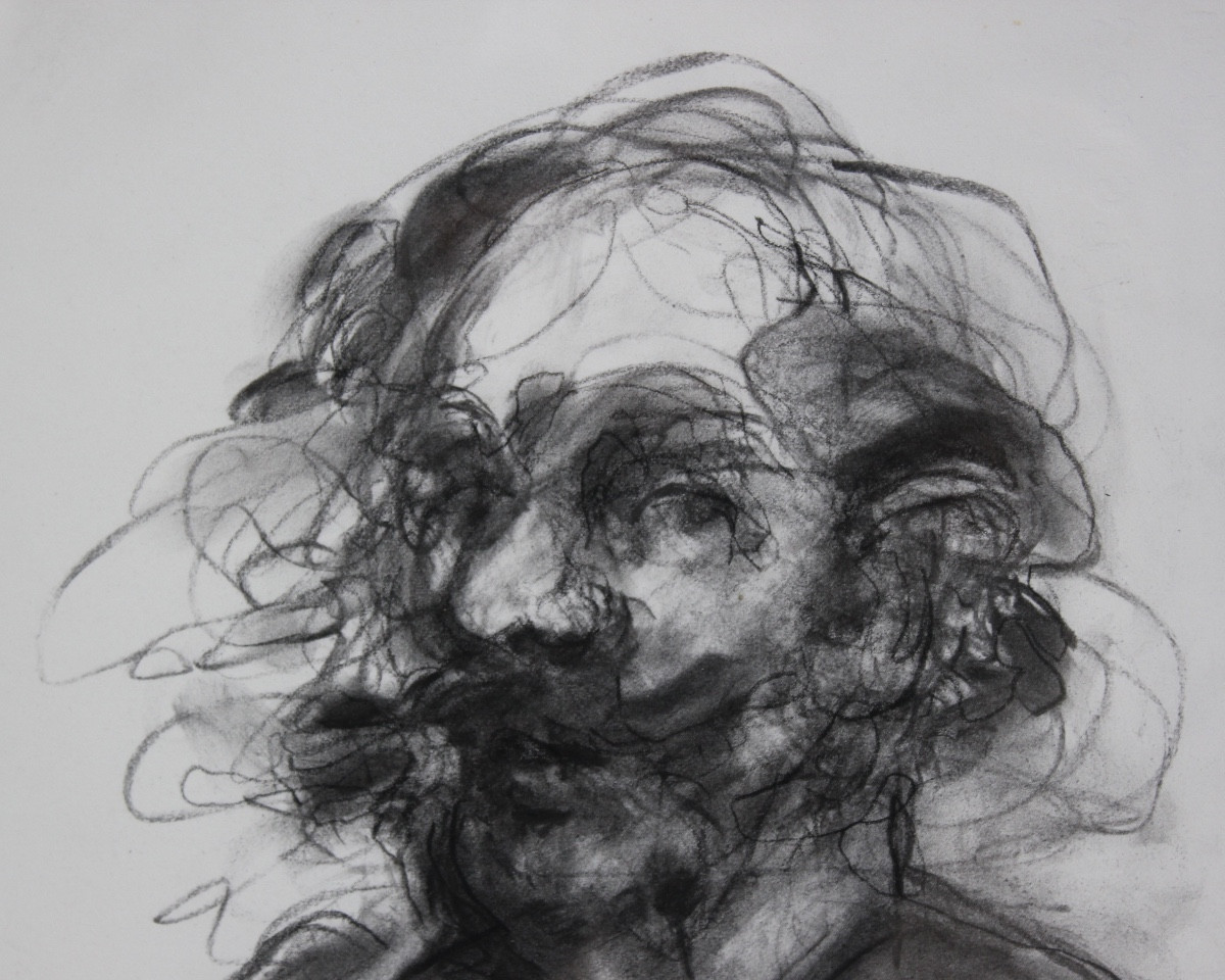 Claude Weisbuch – Portrait Of Guy De Maupassant – Charcoal-photo-2