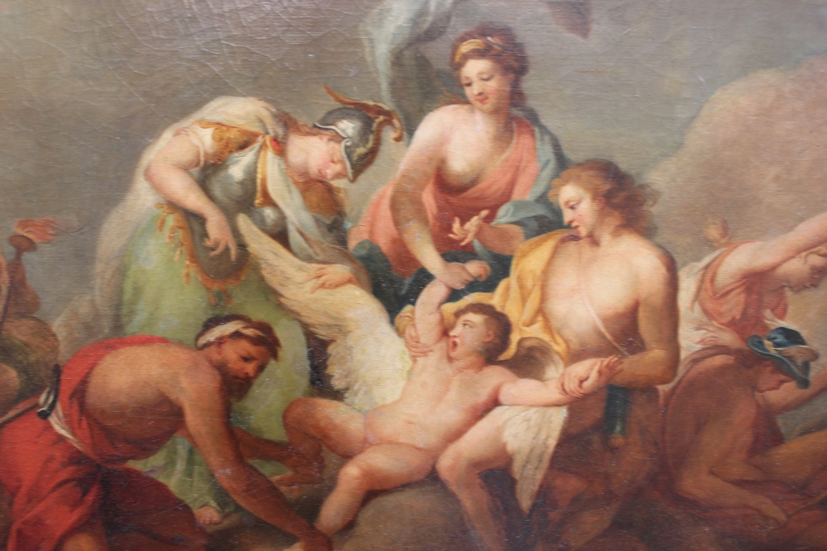 French School, 19th Century – The Gods Clipping Cupid's Wings – Oil On Canvas-photo-2