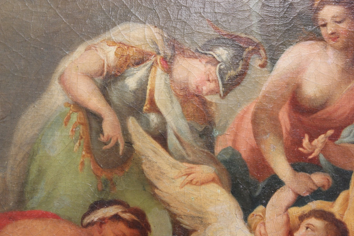 French School, 19th Century – The Gods Clipping Cupid's Wings – Oil On Canvas-photo-2